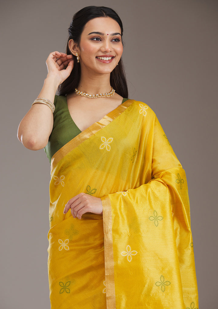 Mustard Zariwork Tissue Saree