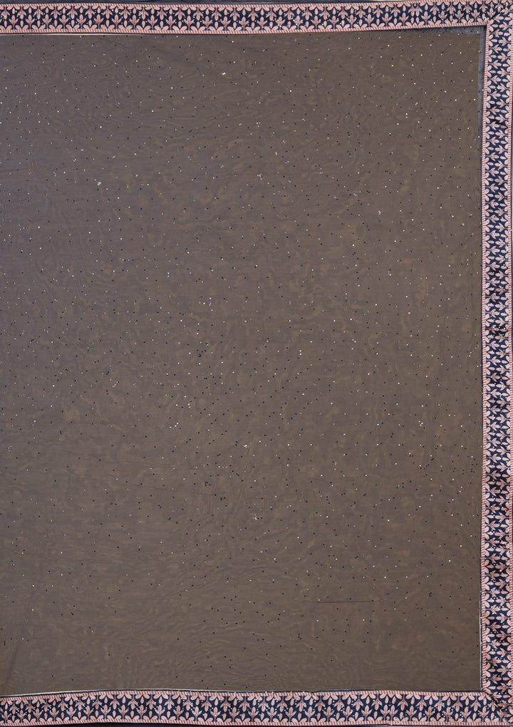 Navy Blue Silver Stonework Raw Silk Readymade Lehenga