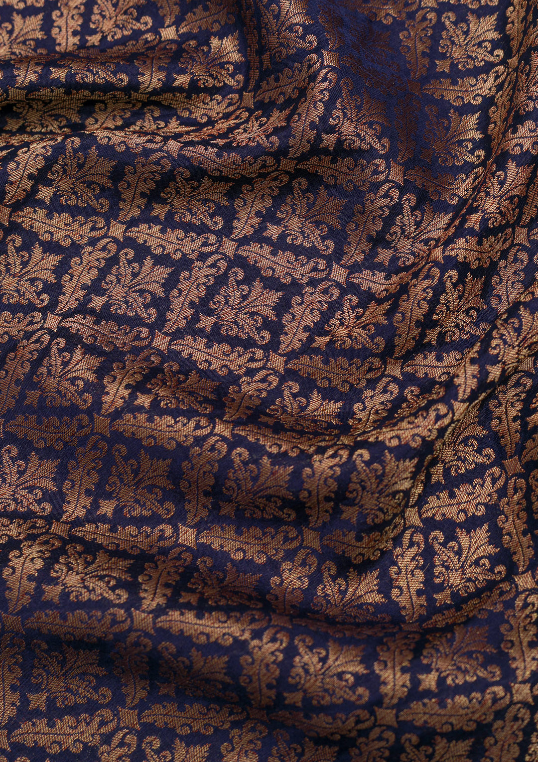 Navy Blue Silk Jaal Gold Zariwork Saree With Matching Blouse Piece