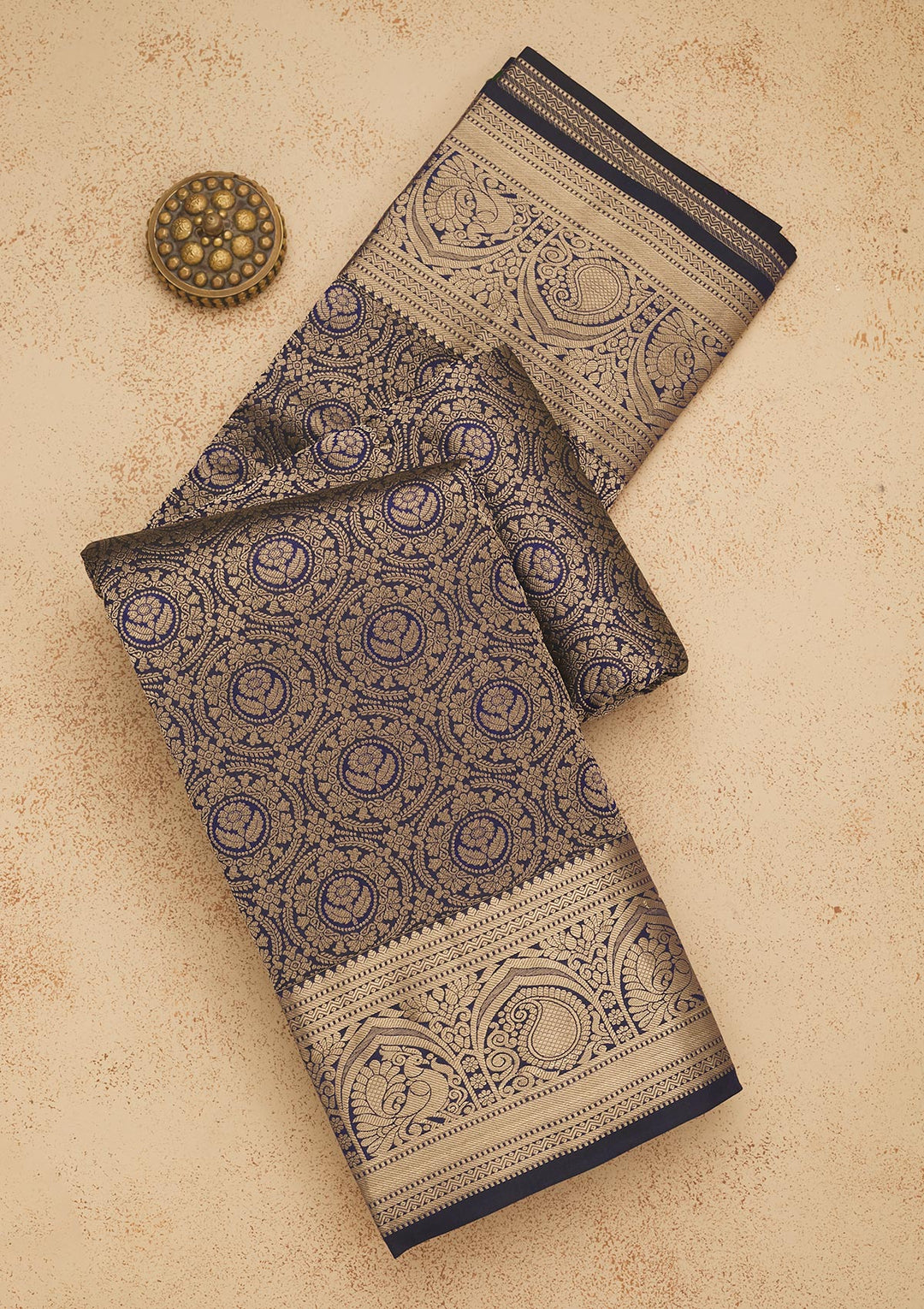 Navy Blue Zariwork Pure Silk Saree