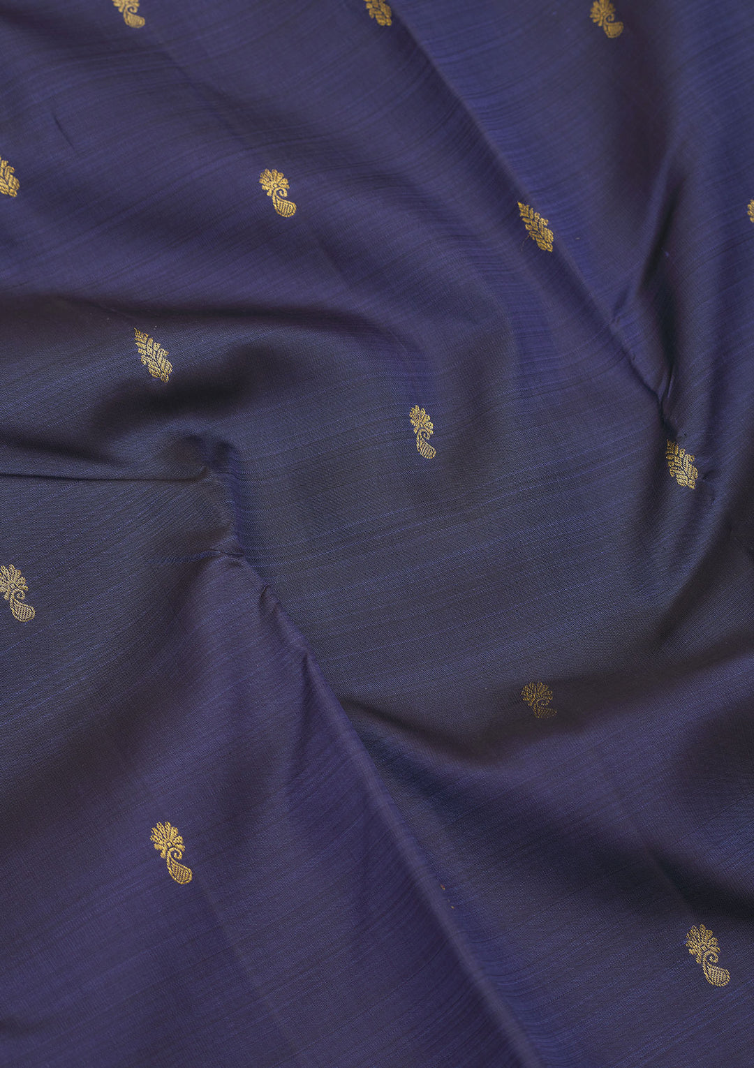 Navy Blue Silk Buti Gold Zariwork Saree With Matching Blouse Piece