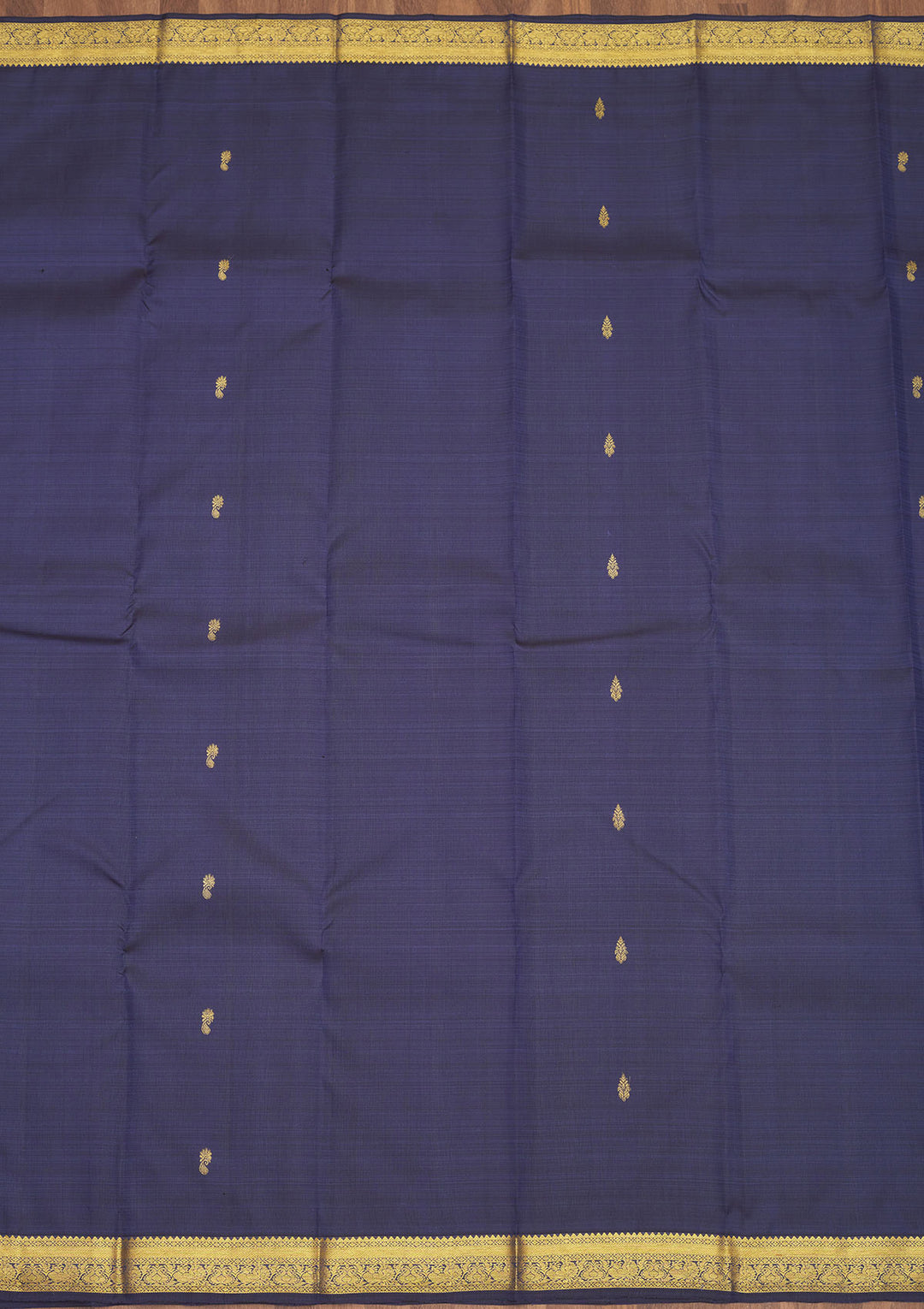 Navy Blue Silk Buti Gold Zariwork Saree With Matching Blouse Piece