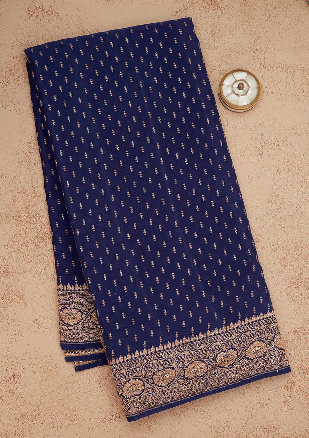 Navy Blue Zariwork Pure Silk Saree