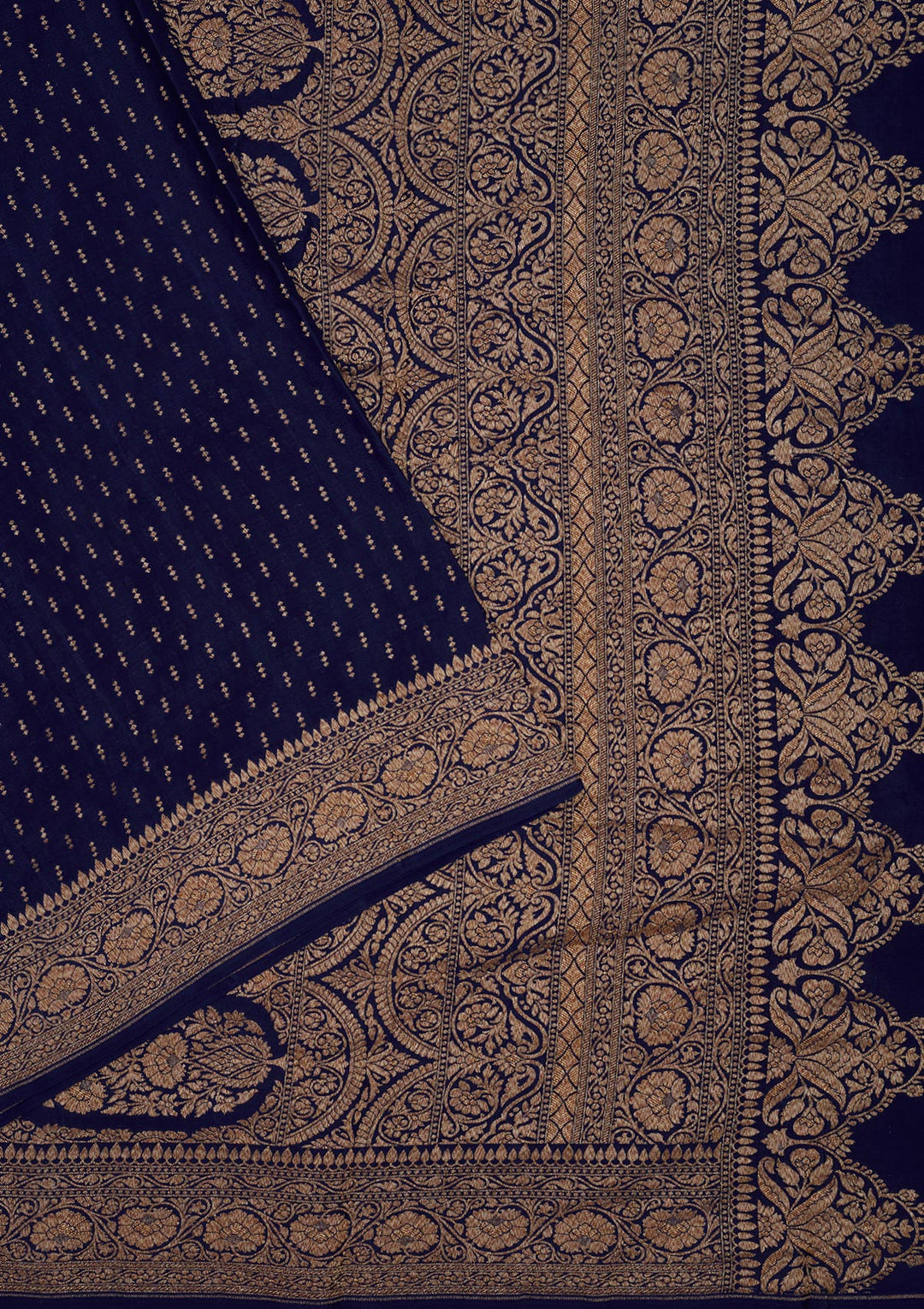 Navy Blue Zariwork Pure Silk Saree