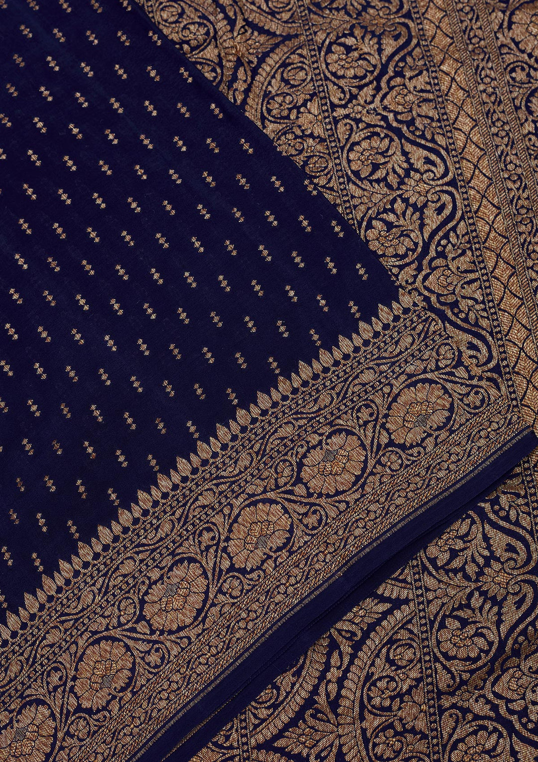 Navy Blue Zariwork Pure Silk Saree
