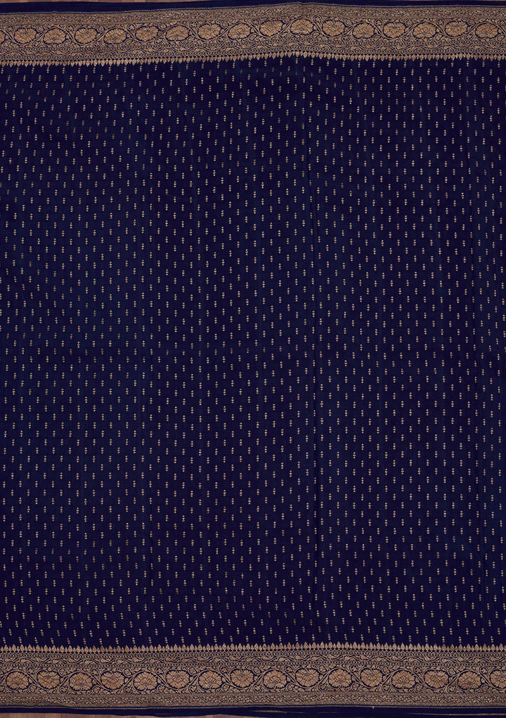 Navy Blue Zariwork Pure Silk Saree