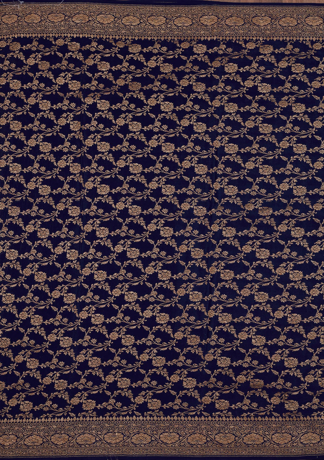 Navy Blue Zariwork Pure Silk Saree