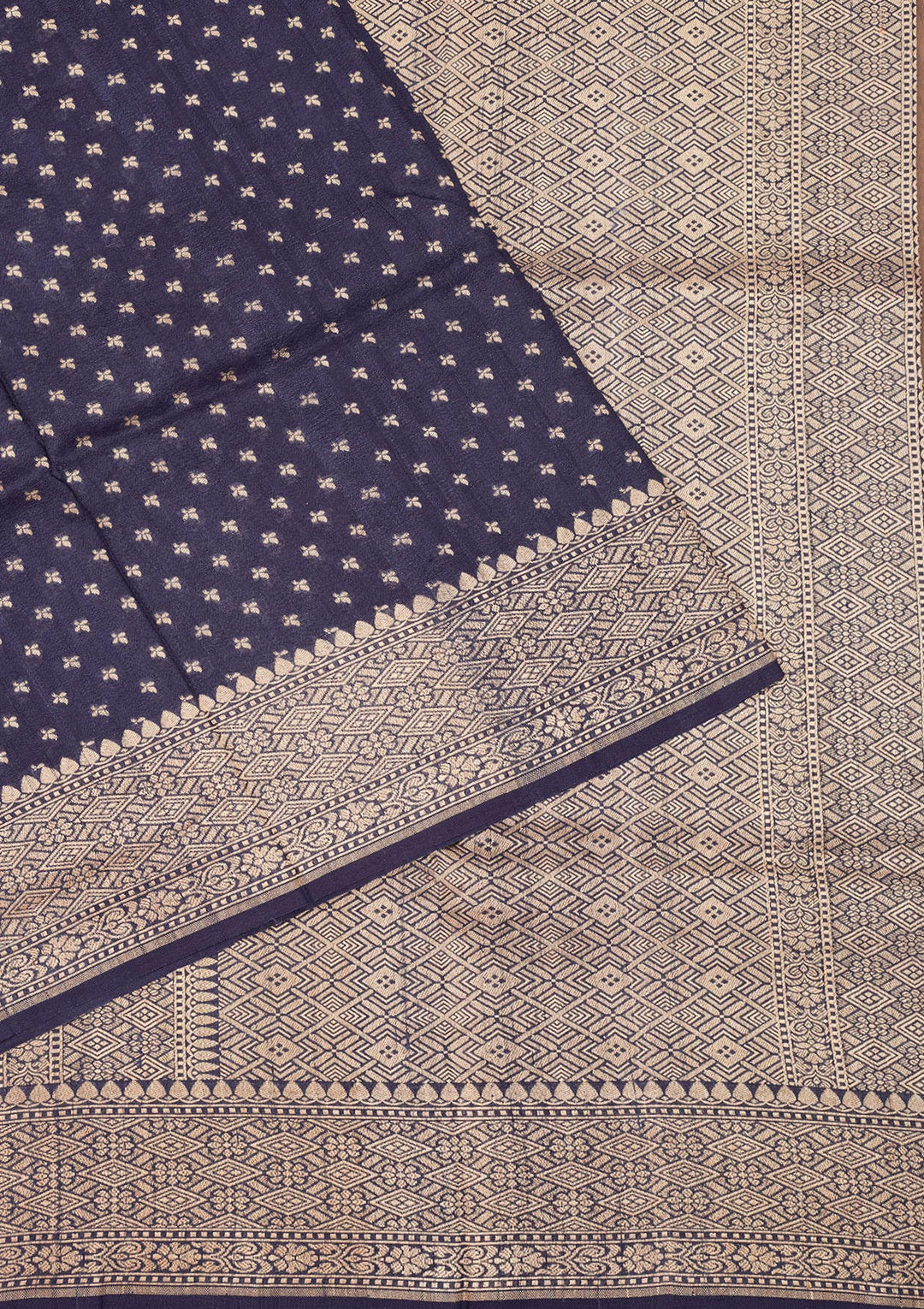 Navy Blue Zariwork Pure Silk Saree