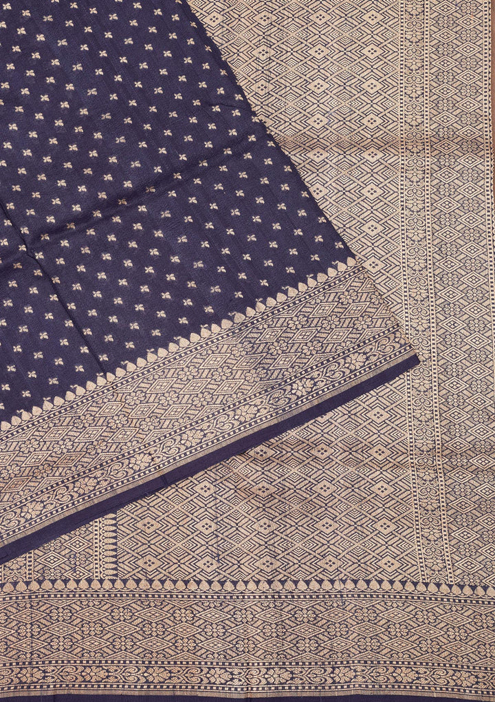 Navy Blue Zariwork Pure Silk Saree