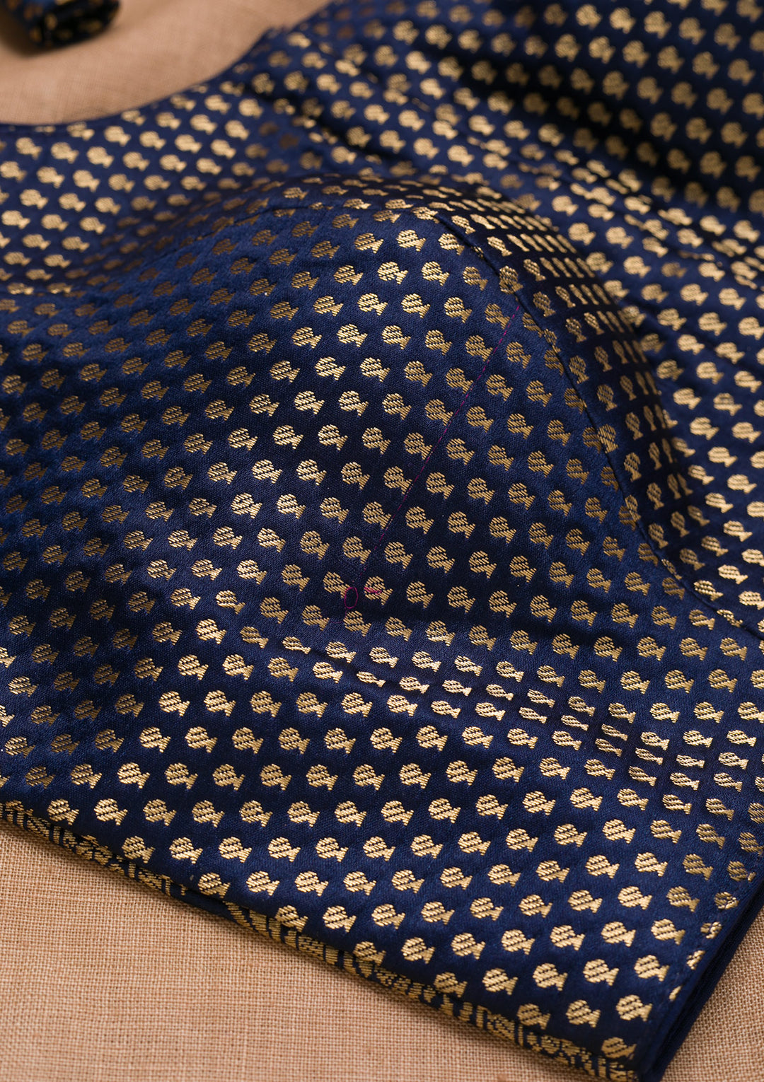 Navy Blue Zariwork Raw Silk Blouse