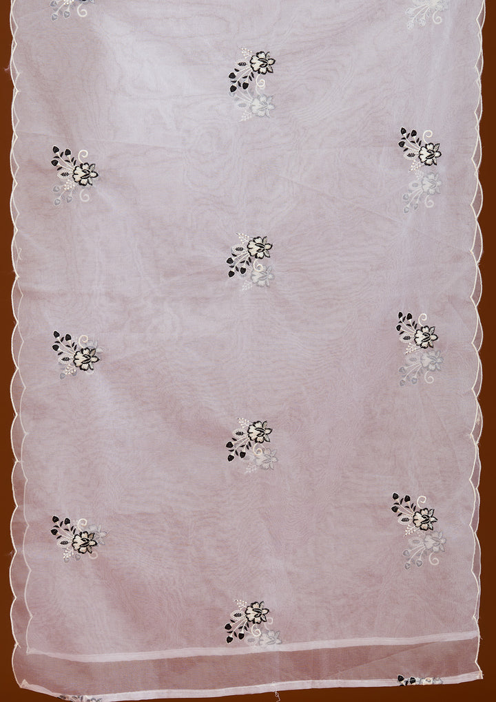 Koskii White Crepe Salwar Suit – Ready-to-Wear with Exquisite Threadwork