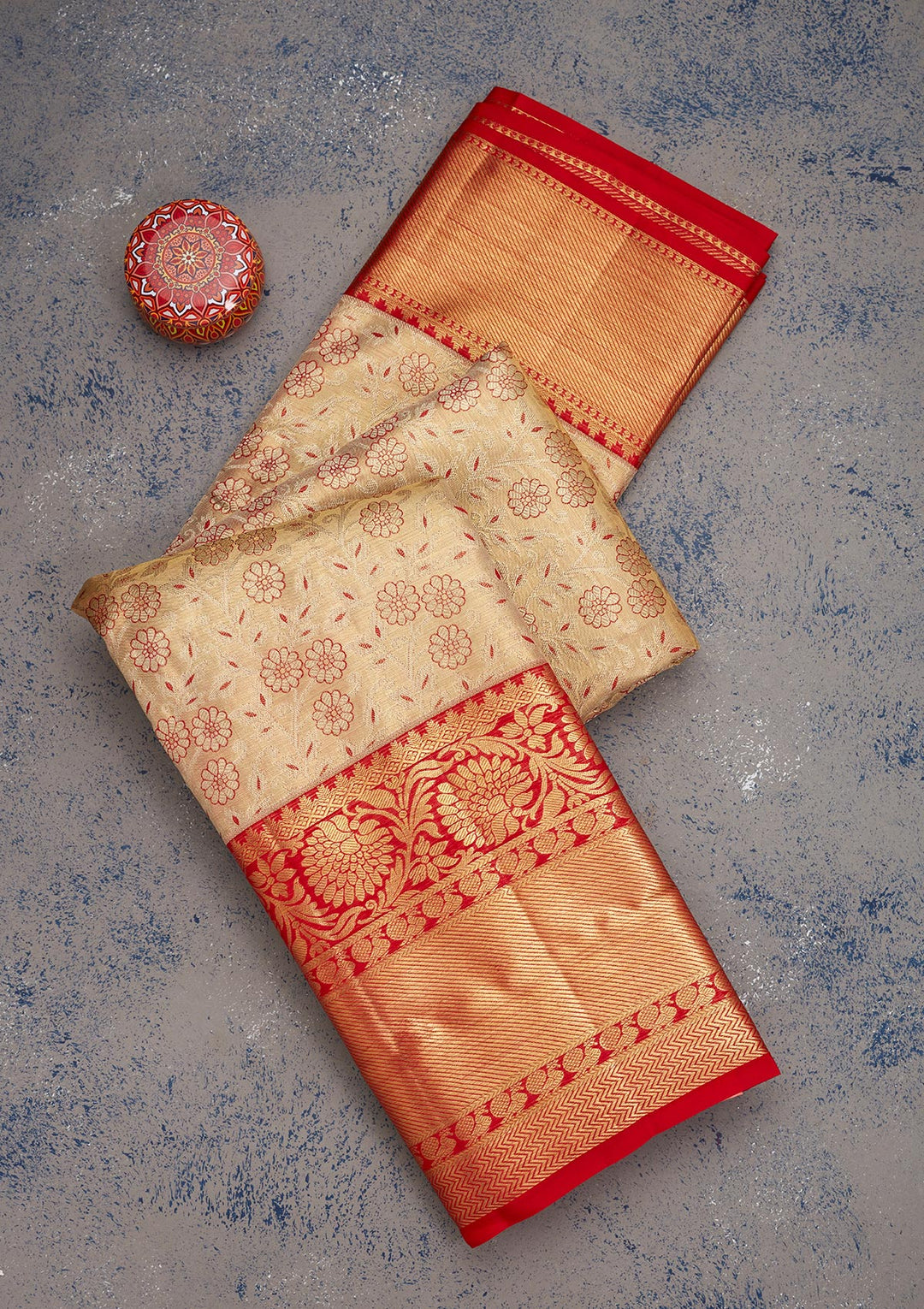 Off White Zariwork Pure Silk Saree