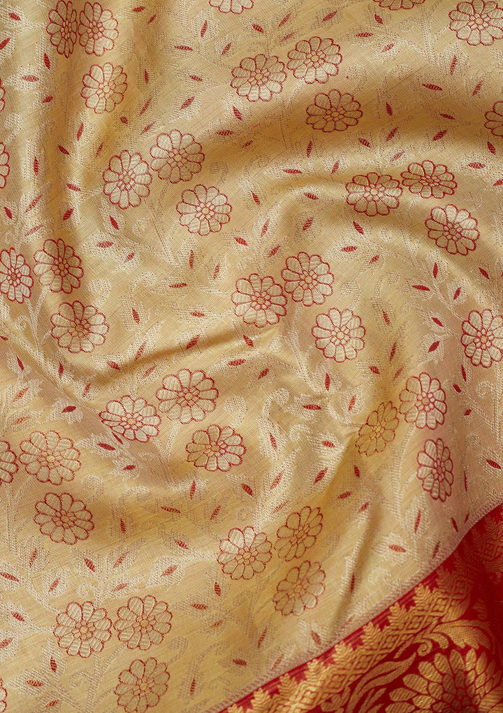 Off White Zariwork Pure Silk Saree