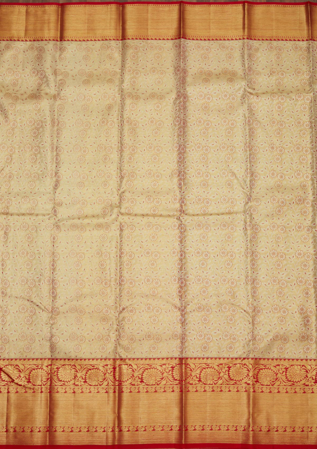 Off White Zariwork Pure Silk Saree