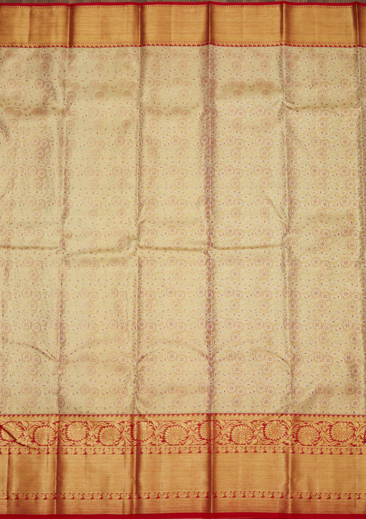 Off White Zariwork Pure Silk Saree