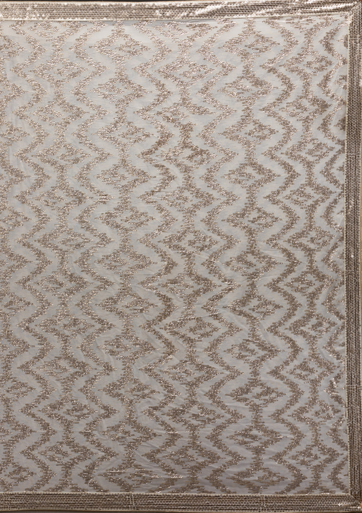 Off White Sequins Georgette Saree