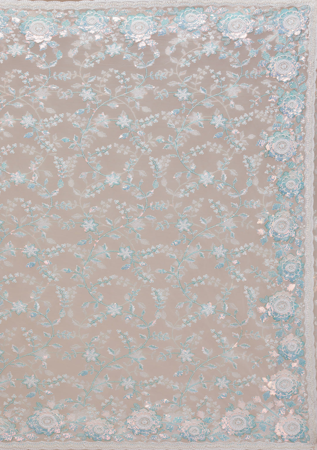 Off White Sequins Tissue Saree