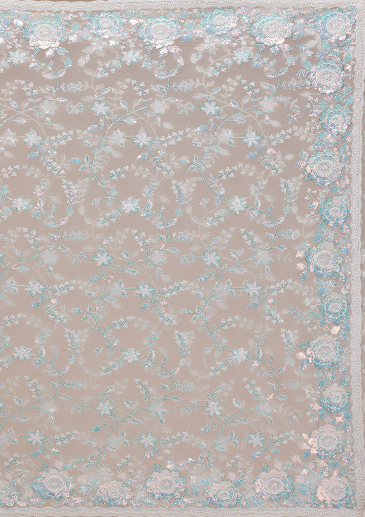 Off White Sequins Tissue Saree