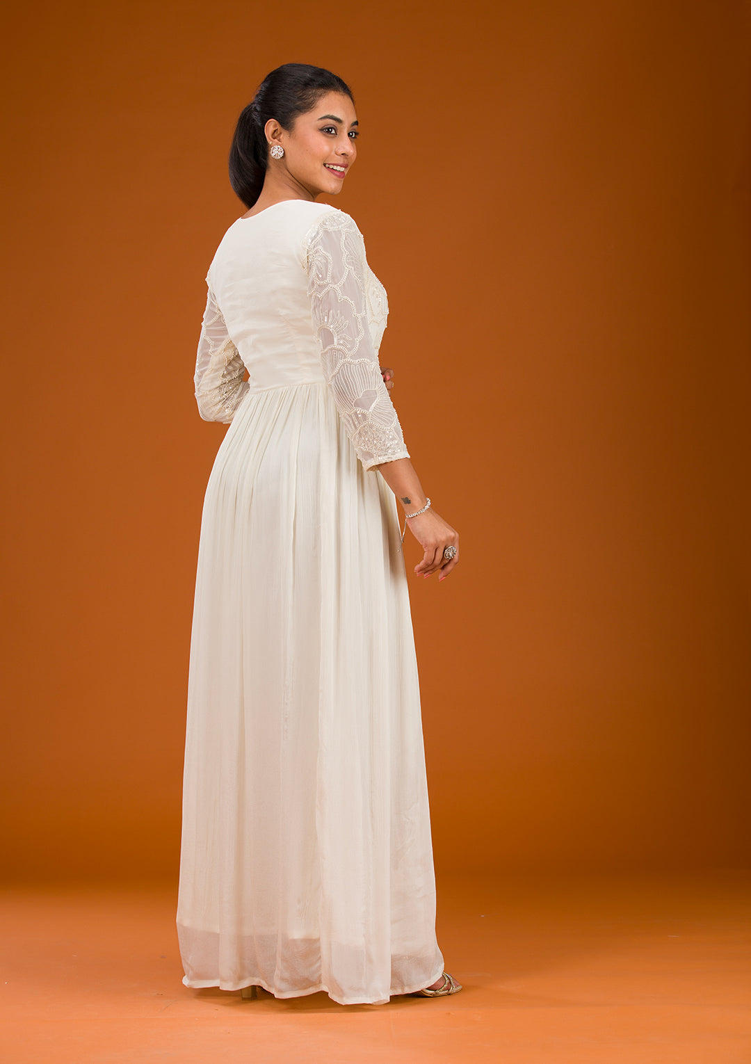Koskii Cream Crepe Salwar Suit – Ready-to-Wear Elegance