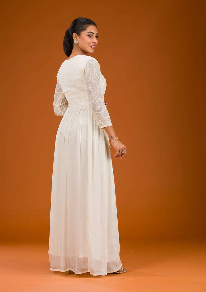 Koskii Cream Crepe Salwar Suit – Ready-to-Wear Elegance