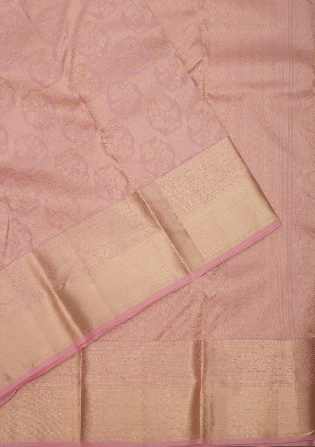 Onion Pink Silk Jaal Gold Zariwork Saree With Matching Blouse Piece