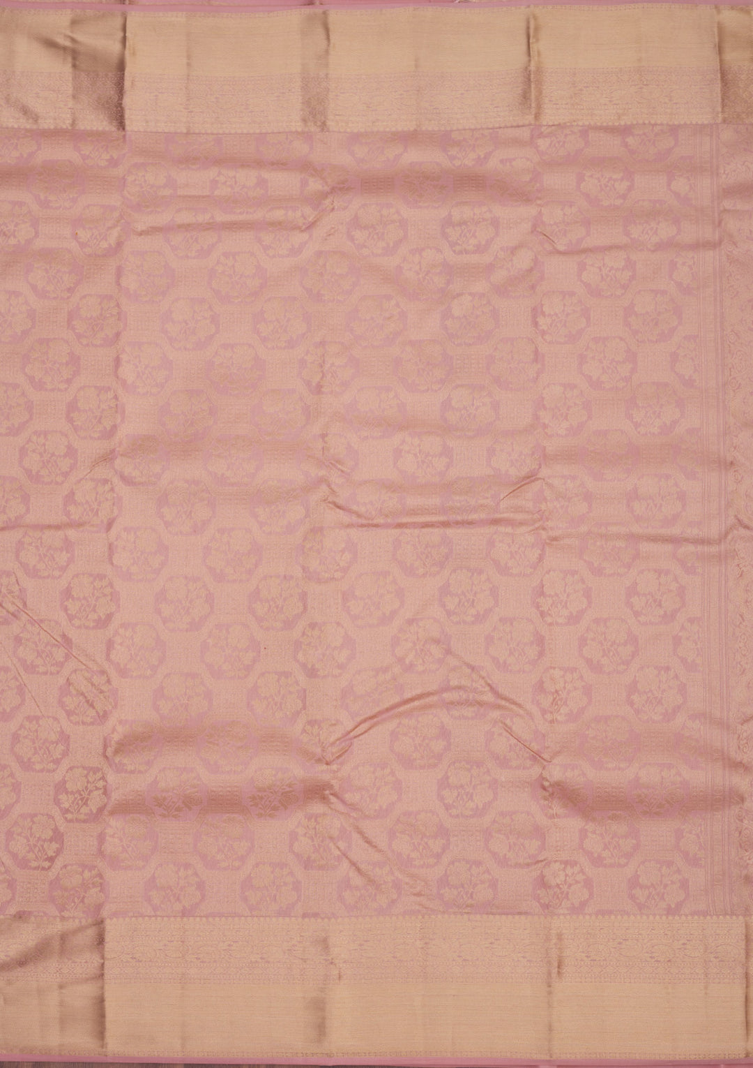 Onion Pink Silk Jaal Gold Zariwork Saree With Matching Blouse Piece