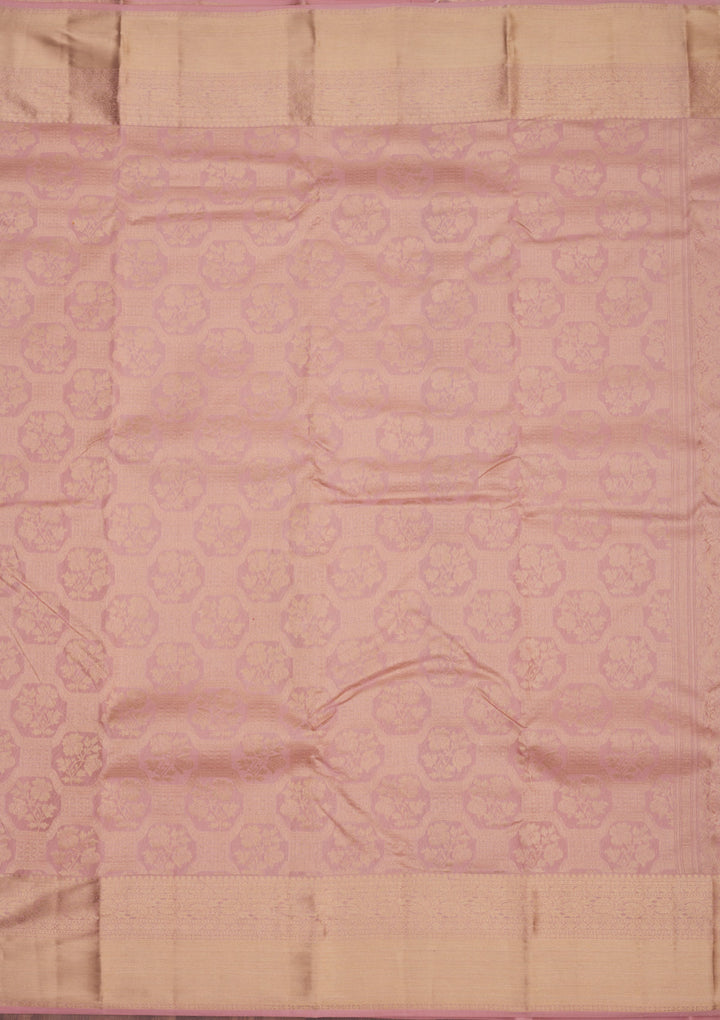 Onion Pink Silk Jaal Gold Zariwork Saree With Matching Blouse Piece