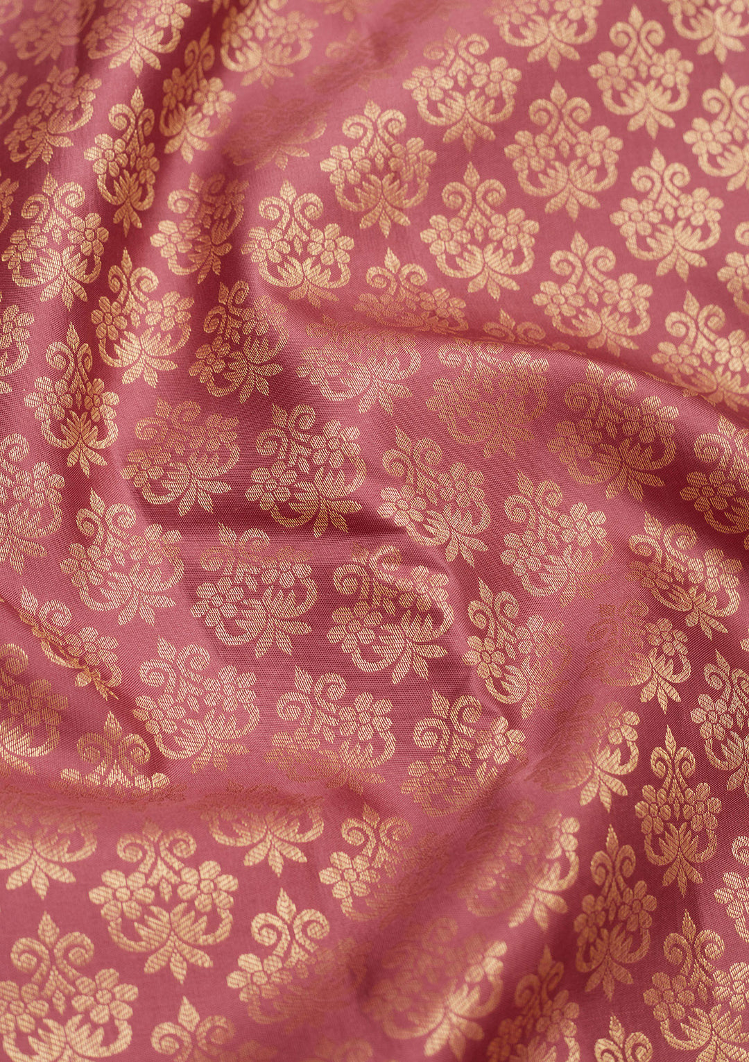 Onion Pink Silk Jaal Gold Zariwork Saree With Matching Blouse Piece