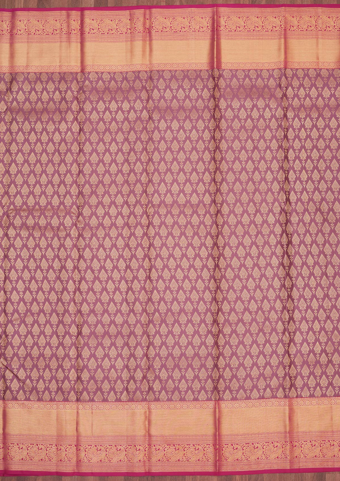 Onion Pink Silk Jaal Gold Zariwork Saree With Matching Blouse Piece