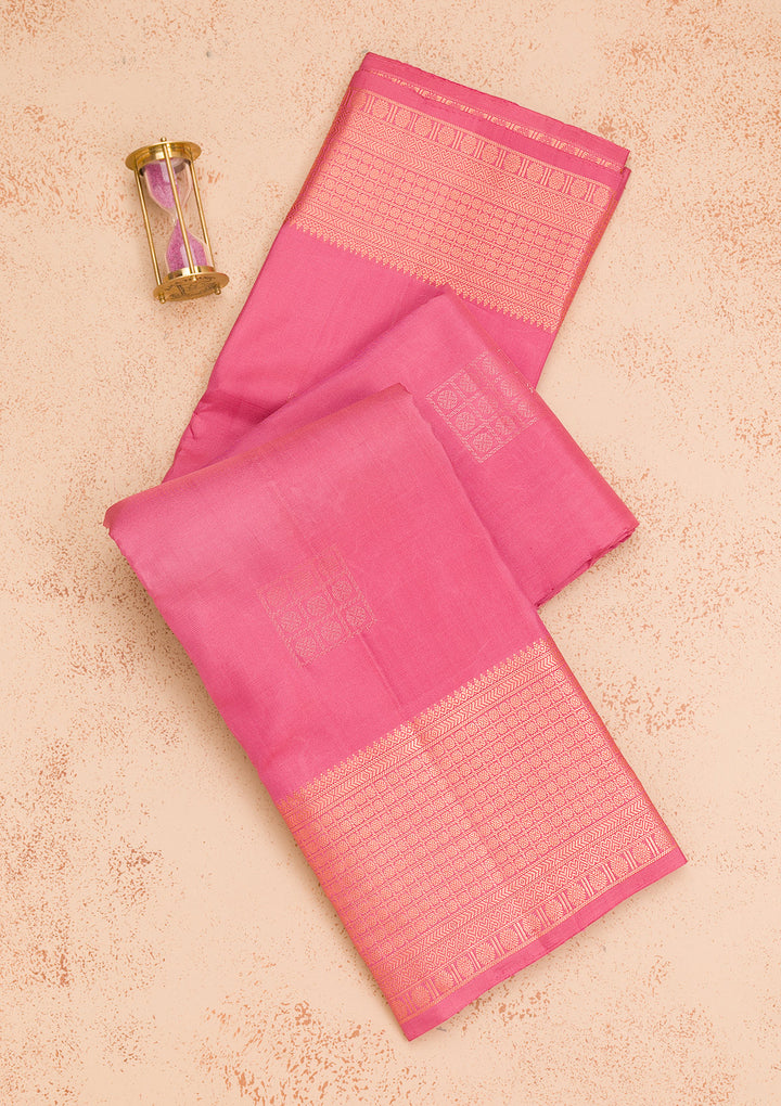Onion Pink Zariwork Pure Silk Saree
