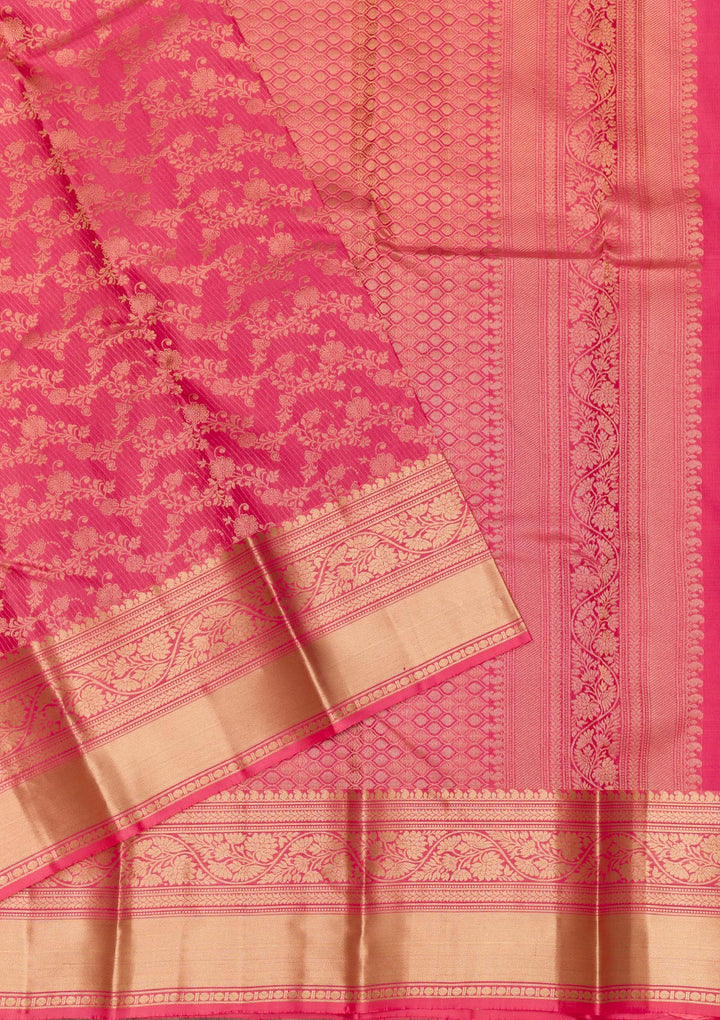Onion Pink Zariwork Pure Silk Saree