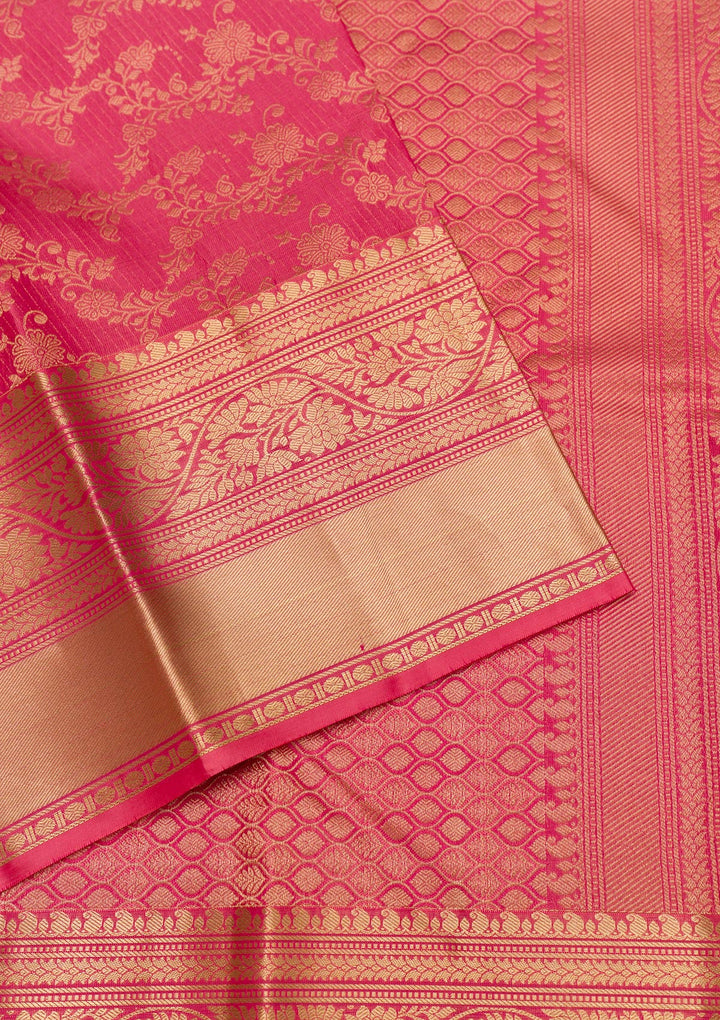 Onion Pink Zariwork Pure Silk Saree