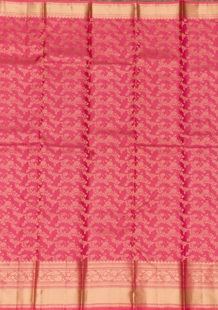 Onion Pink Zariwork Pure Silk Saree