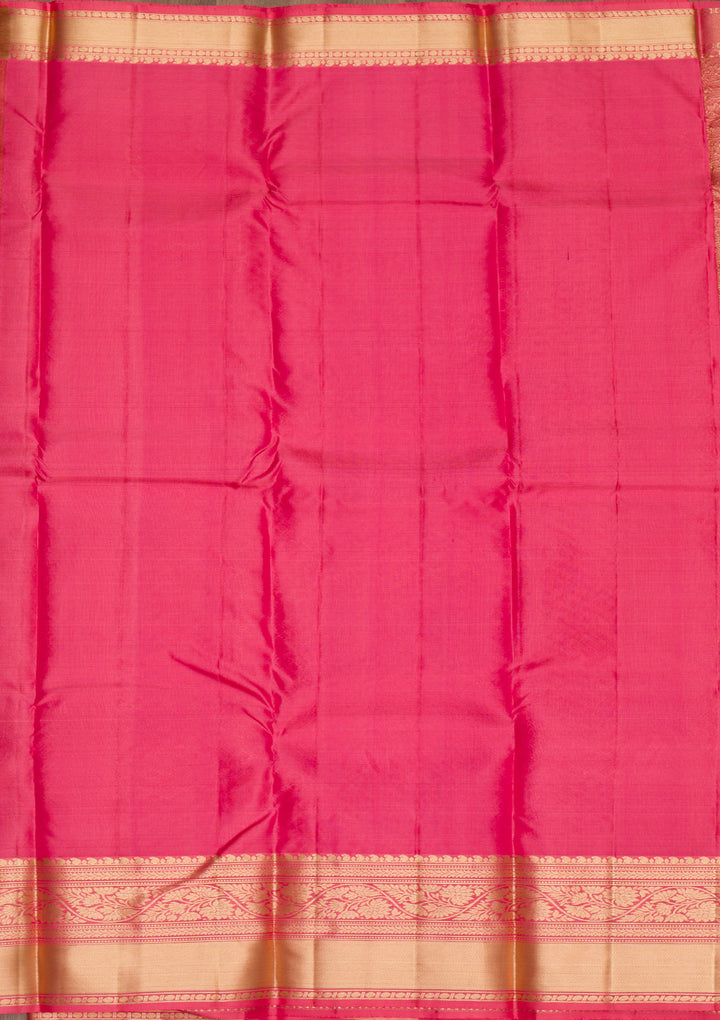 Onion Pink Silk Jaal Gold Zariwork Saree With Matching Blouse Piece