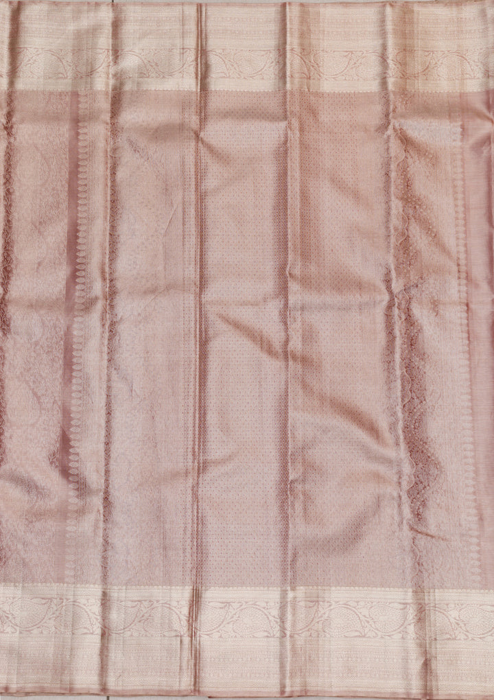 Onion Pink Zariwork Kanjivaram Pure Silk Saree