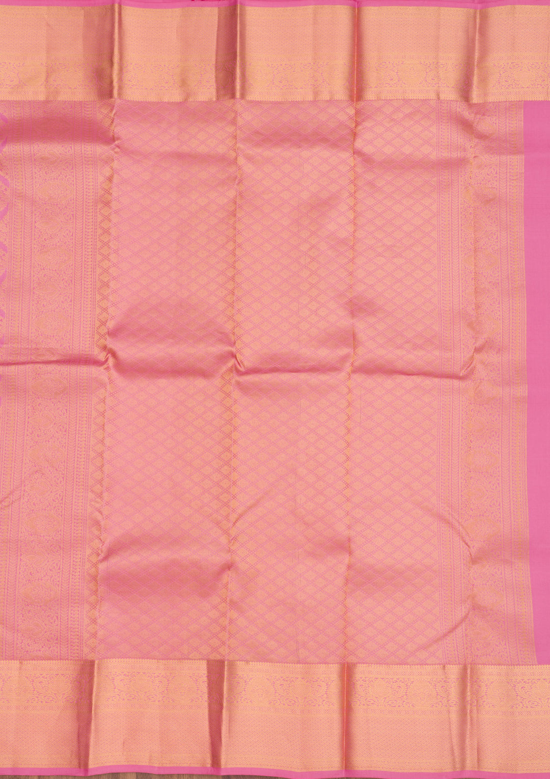 Onion Pink Pure Silk Jaal Gold Zariwork Saree With Matching Blouse Piece