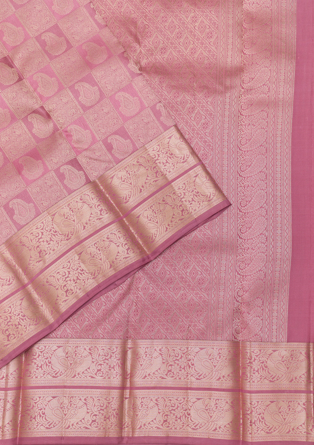 Onion Pink Zariwork Kanjivaram Pure Silk Saree
