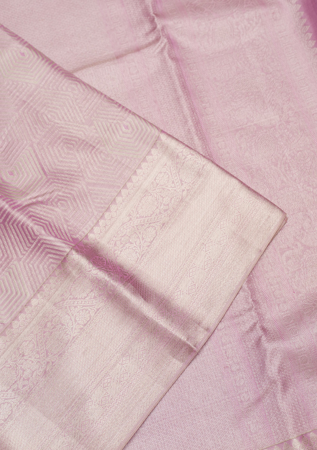 Onion Pink Tissue Jaal Silver Zariwork Saree With Matching Blouse Piece
