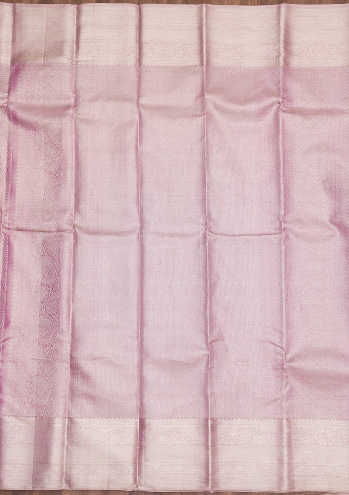 Onion Pink Tissue Jaal Silver Zariwork Saree With Matching Blouse Piece