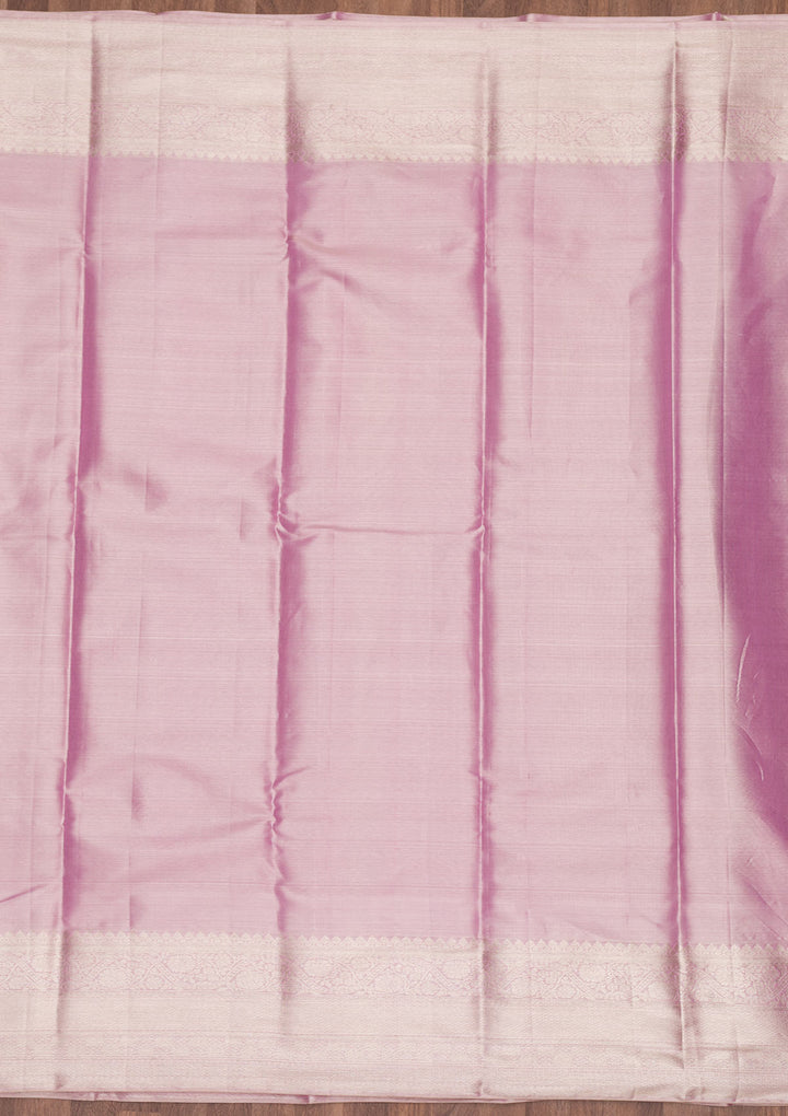Onion Pink Tissue Jaal Silver Zariwork Saree With Matching Blouse Piece
