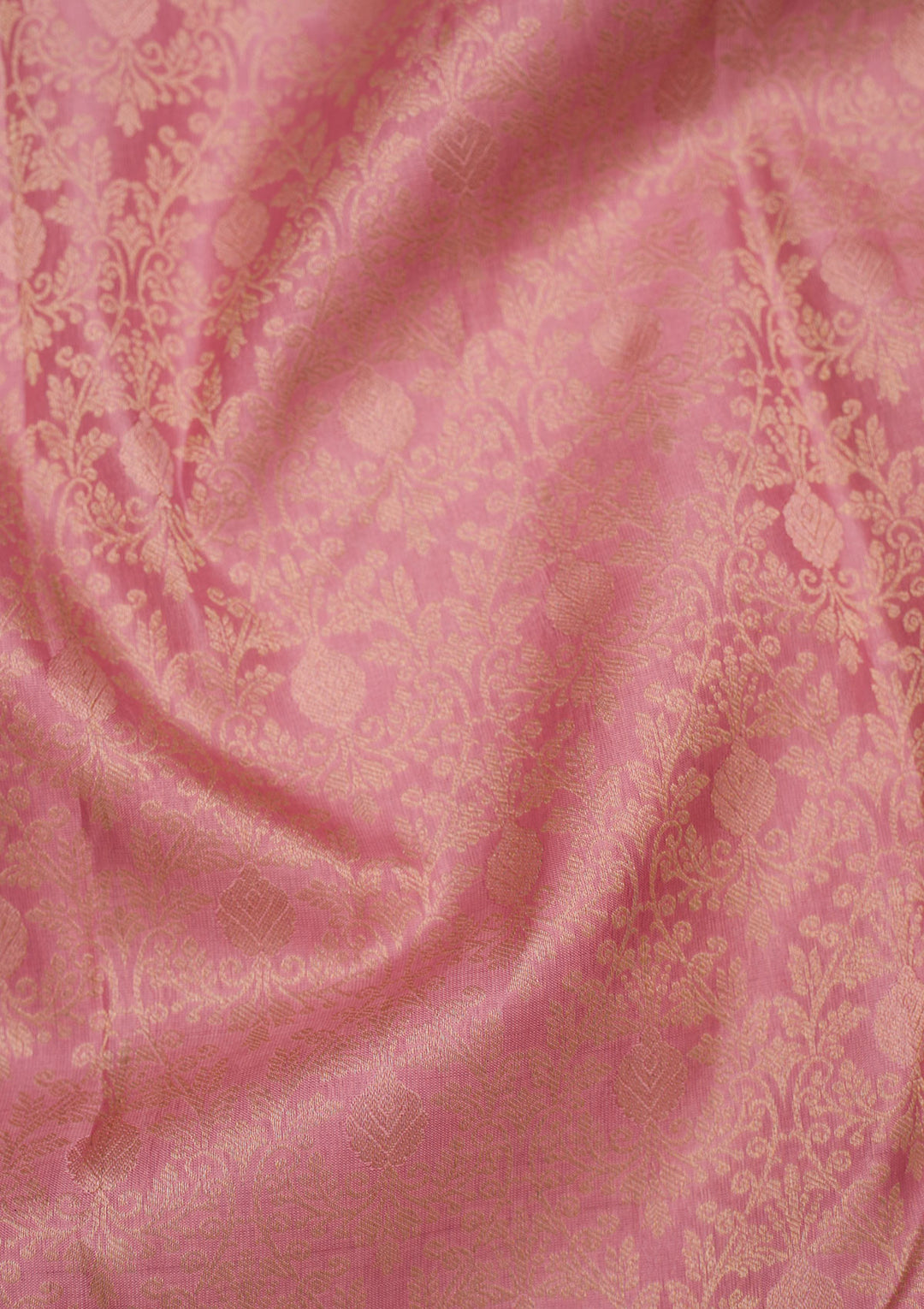 Onion Pink Silk Jaal Gold Zariwork Saree With Matching Blouse Piece