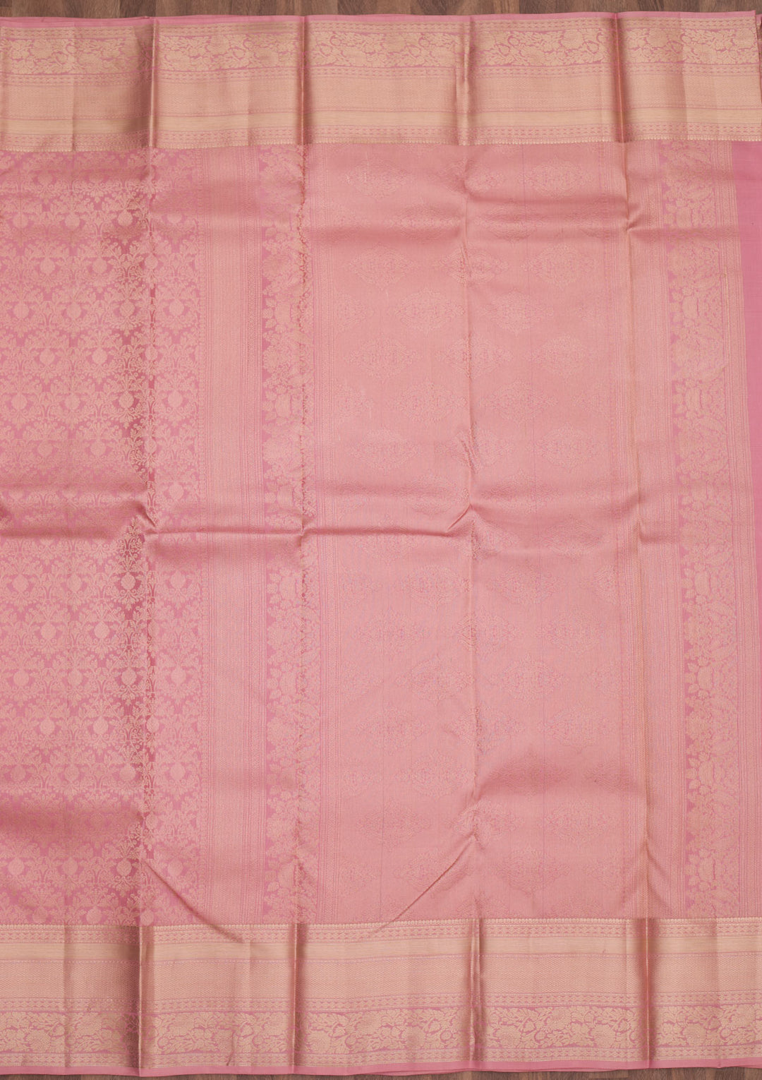 Onion Pink Silk Jaal Gold Zariwork Saree With Matching Blouse Piece