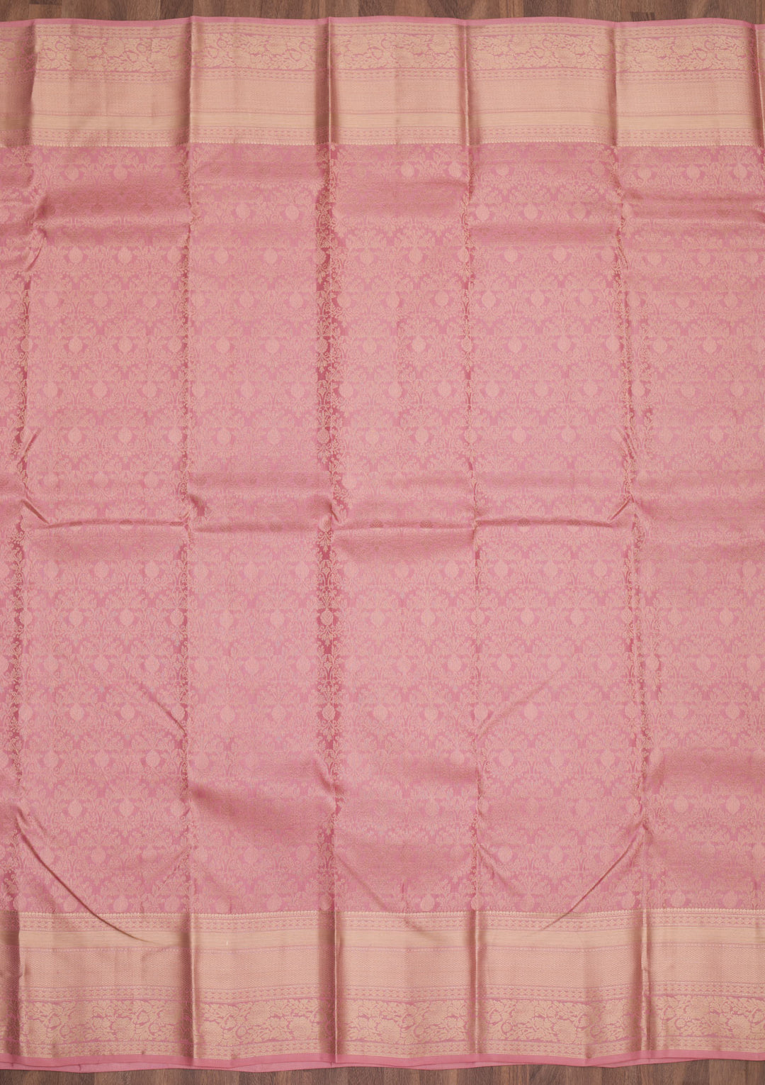 Onion Pink Silk Jaal Gold Zariwork Saree With Matching Blouse Piece