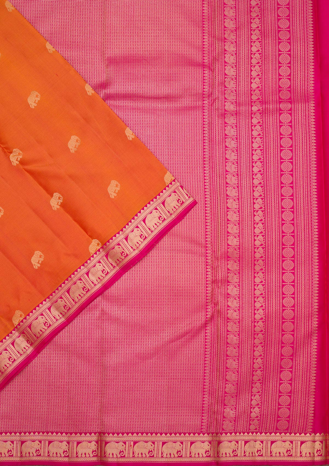 Onion Pink Silk Buti Gold Zariwork Saree With Matching Blouse Piece