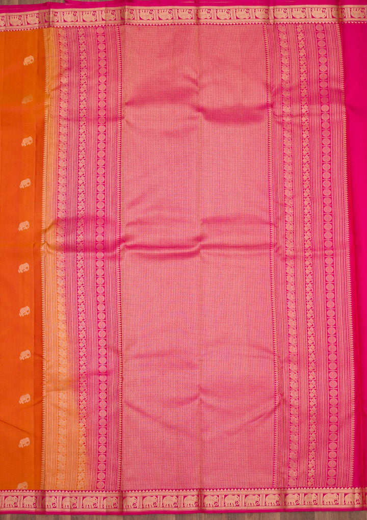 Onion Pink Silk Buti Gold Zariwork Saree With Matching Blouse Piece