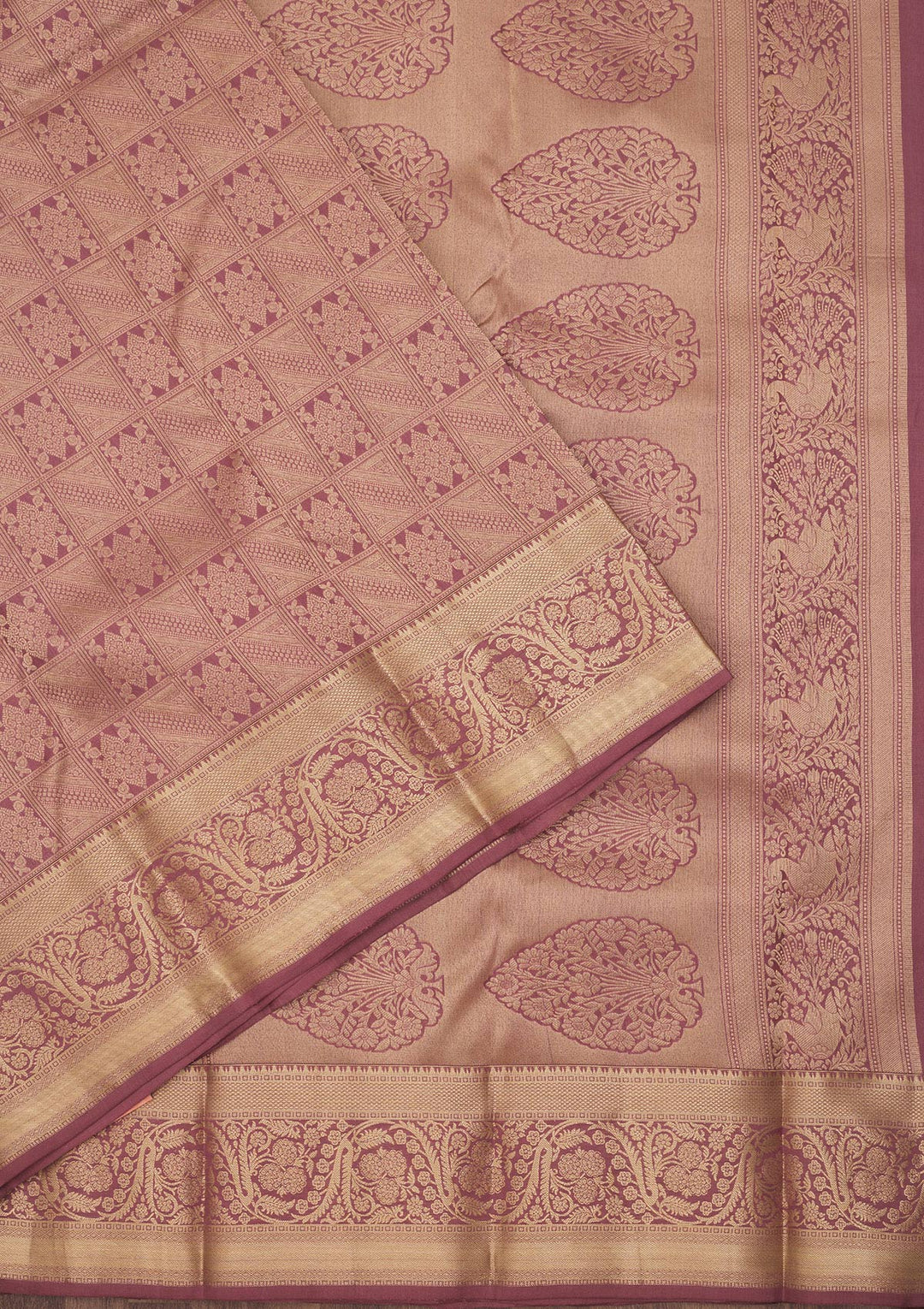 Onion Pink Pure Silk Jaal Zariwork Saree With Matching Blouse Piece