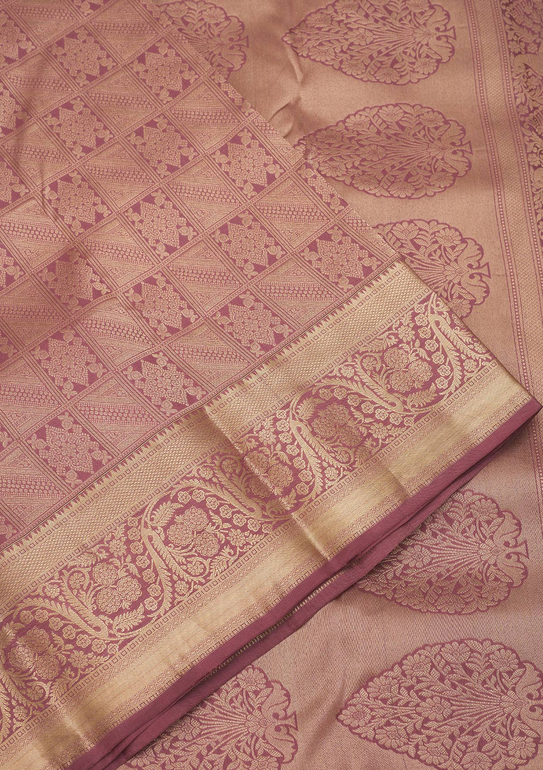 Onion Pink Pure Silk Jaal Zariwork Saree With Matching Blouse Piece