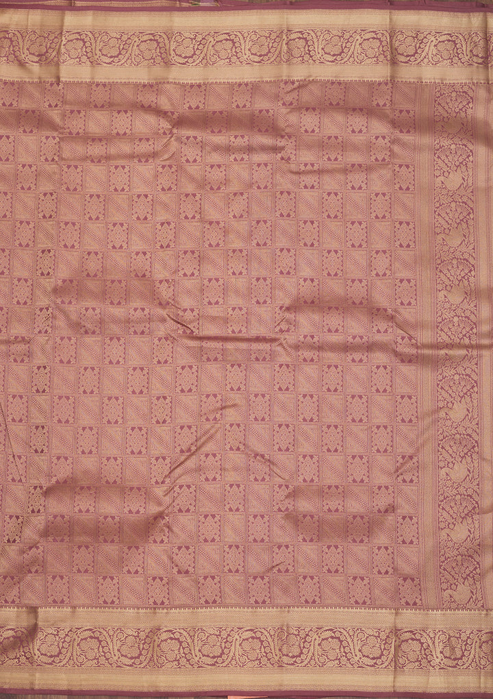 Onion Pink Pure Silk Jaal Zariwork Saree With Matching Blouse Piece