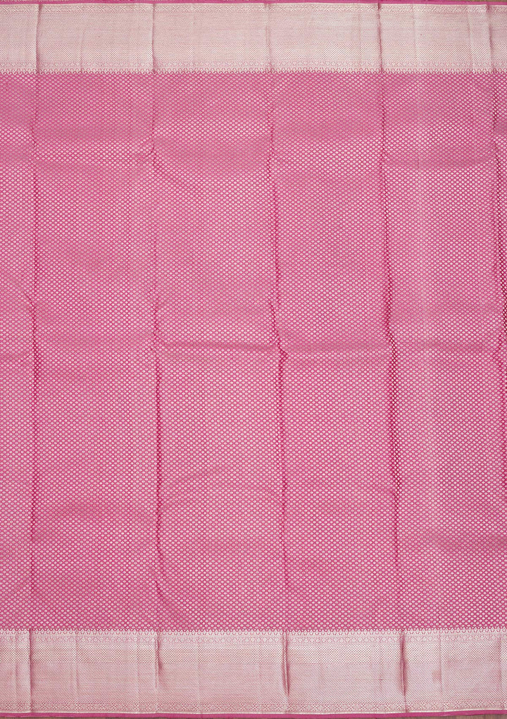 Onion Pink Tissue Jaal Silver Zariwork Saree With Matching Blouse Piece