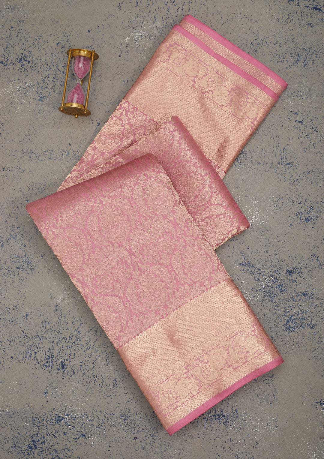 Onion Pink Zariwork Pure Silk Saree